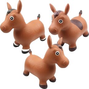 3 Pack Inflatable Bouncy Horse Hopper Jumping Bouncy Horse Hopping Horse Toys for Kids Indoor Outdoor Activity Ride Jumping Horse Gifts, 3 Styles