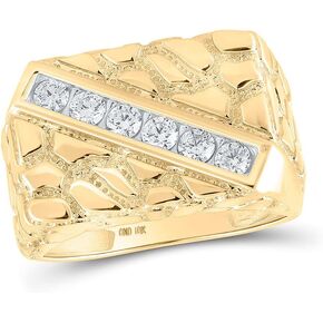 Jewels By Lux 10K Yellow Gold Mens Round Diamond Nugget Fashion Ring 1/2 Cttw, Mens Size: 7-13