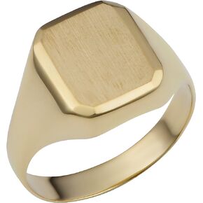 Kooljewelry 14k Yellow Gold Rectangular Signet Ring (mens or womens, 12.7 mm)