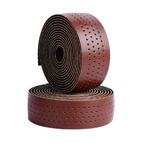 Bike Handlebar Tapes PU Leather, Bicycle Bar Tape Handlebar Wraps for Road Bike Cycling 2 Rolls with End Plugs (Brown)