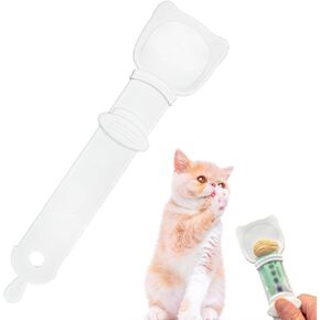 Cat Treat Spoon - Pet Puree Bisque Bar Dispenser Kitten Wet Food Squeeze Feeder Cat Strip Lickable Multi Functional Scoop for Liquid Tube Snack Storage Feeding Supplies (Green)
