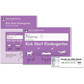 Handwriting Without Tears Kick Start Kindergarten Printing Bundle - Includes Kick Start Kindergarten Student Workbook, Teacher's Guide, and Pencils for Little Hands