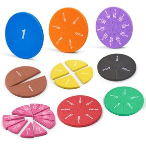 Set of 4 Magnetic Fraction Tiles Circles 204 pcs Fraction Bars Set, Rainbow Math Manipulatives for Preschool Elementary School Classroom Educational Kit