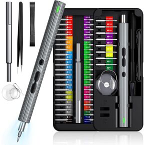 LIFEGOO Mini Electric Screwdriver Set, 58 in 1 Cordless Power Precision Screwdriver Set with 50 Magnetic Bits, Magnetic Precision Electric Screwdriver with Led Lights for Phone Watch Camera