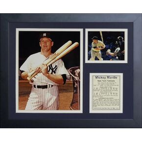 Legends Never Die Mickey Mantle - New York Yankee Batting Legend Collectible | Framed Photo Collage Wall Art Decor - 12"x15"