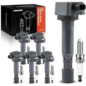 A-Premium Set of 6 Ignition Coil Pack and Iridium Spark Plugs Compatible with Honda Pilot 2009-2015, Ridgeline 2009-2014 & Acura RDX 2013-2015, ZDX 2010-2013, 3.5L