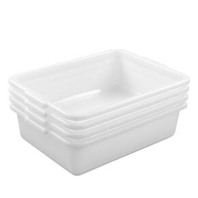 White Plastic Bus Pans, 4 Packs Food Service Bus Tubs, 8 Liters
