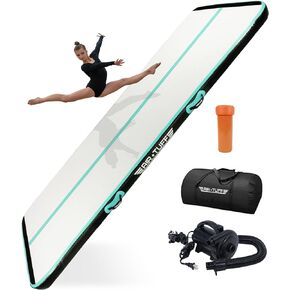 Inflatable Gymnastics Mat | Air Tumbling Track with Electric Pump for Home Gym, Yoga, Cheer, Gymnastics Equipment | Includes Mat Bag | Perfect for Kids and Adults, Indoor and Outdoor Use