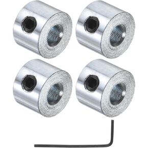 uxcell 4pcs Set Screw Shaft Collars 1/8" Bore Zinc Plated Steel Shaft Collars, 3/8" OD, 1/4" Width Axle Collar Clamp with Hex Wrench