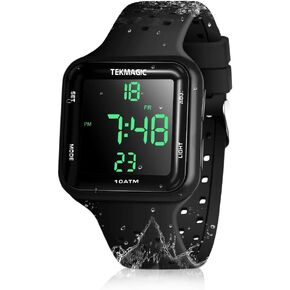 100m Water Resistant Scuba Diving Watch with Stopwatch, Alarm Clock Functions, Dual Time Display, 12/24 Hour Format