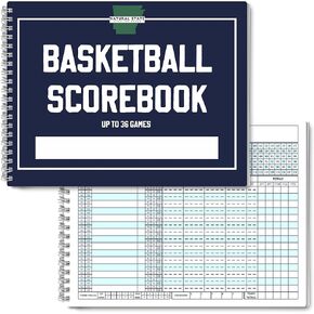 Basketball Scorebook for 36 Games | 8.5 In x 11 In Basketball Playbook w/ Wire Binding | League, High School, or Middle School Basketball Score Book for Coaches | Basketball Stats Book Made in the USA