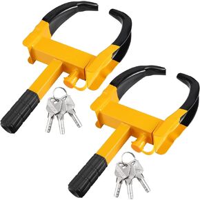 Riakrum 2 Pieces Wheel Clamp Lock Trailer Wheel Locks Anti Theft Trailer Hitch Lock with 6 Keys Wheel Lock Heavy Duty Security Trailer Wheel Locks for Trailers Car SUV Boat Golf Cart Motorcycle