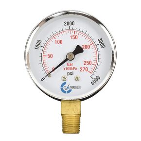 2-1/2" Pressure Gauge, Chrome Plated Steel Case, Dry, 0-4000 psi/kPa, Lower Mount 1/4" NPT