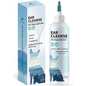 Ear Cleaner for Dogs and Cats, 4 OZ - Advanced Ear Wash Solution for Pet, Dog Ear Wash Rinse, Cleanser - Stops Itching, Odor, Debris & Wax, Irritation & Inflammation