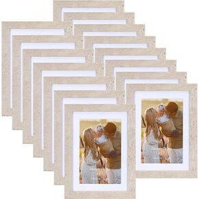 8.5x11 Picture Frame 15 Pack, Display 8.5x11 Certificate with Mat or 11x14 Picture without Mat, Natural Wood Color Multi Award Diploma Document Frame for Wall or Tabletop