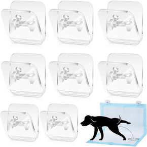 Eccliy 8 Pieces Wall Pee Pad Holder Clear Dog Potty Training Pad Holder Invisible Puppy Pad Holder Sticky Pee Pad Wall Clips with 6 Pcs Strong Adhesive for Dog Indoor Outdoor Training Pad