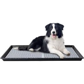 HQ4us Dog Pee Pad Holder Tray with Grate 34"×23", Large Dog Litter Box Toilet, Puppy Pee Pad Holder, Less Mess, Dog Potty Indoor Outdoor for Balcony