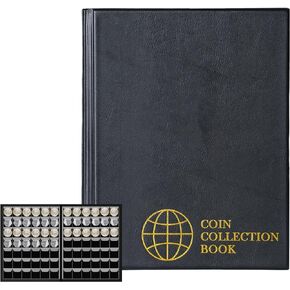 420 Pockets Coin Albums - 28x29 mm/1.1x1.1 inch Pocket Black Coin Book 10 Pages Coin Collection Holder Letter Size Coin Storage Book CS0242BK
