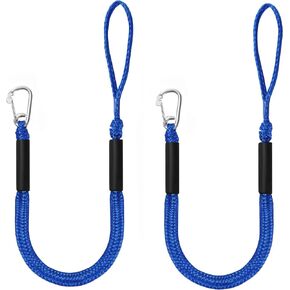 Bungee Dock Lines for Boats Marine Mooring Lines Boat Rope for Docking with Loop and Clip Accessories for Jet Ski, PWC, Pontoon, Kayak, SeaDoo, WaveRunner (blue-2pack)