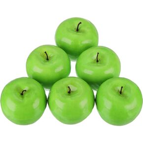 uxcell 6Pcs Artificial Apples Faux Apples Bulk, Fake Apples Lifelike Simulation Fruit for Home Kitchen Party Christmas Photography Decoration, Green