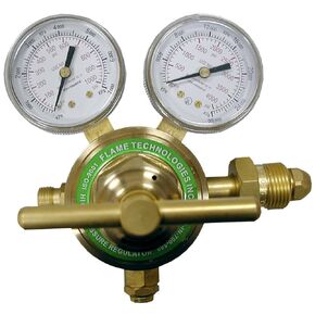 High-Pressure Piston Regulator for Inert Gases, Gas Regulator for Nitrogen Gas and Argon Gas, Forged Brass Body and Bonnet, Easy to Read Dual Scale, Precise Stabilized Control