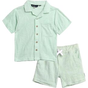 Ben Sherman Boys' Shorts Set - 2 Piece Terry Towel Button Down T-Shirt and Shorts - Summer Cabana Set for Boys (2T-7)