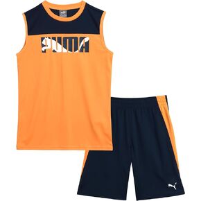 PUMA Boys' Active Shorts Set - 2 Piece Dry Fit Muscle Tank Top and Performance Gym Shorts - Activewear Set for Boys (S-L)