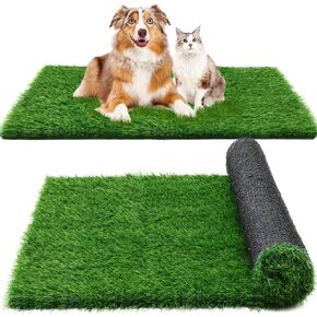 2 Pcs Artificial Grass, 52 x 26 x 1.57 Dog Pee Pads, Large Dog Potty Training Rug, Mat with Drainage Holes, Pet Turf Indoor Outdoor Fake Grass Doormat Decor, Easy to Clean