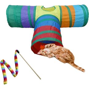 PetLike Cat Tunnel for Indoor Cats Collapsible Pop-up Pet Tube Peek Hole Hideaway Play Toys for Cats with Ball