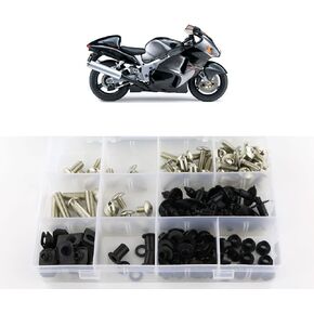 Xitomer Full Sets Fairing Bolts Kits, Fit for GSX1300R HAYABUSA 1999 2000 2001 2002 2003 2004 2005 2006 2007, Mounting Kits Washers/Nuts/Fastenings/Clips/Grommets (Matte Black)