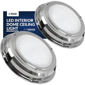 Five Oceans Marine LED Interior Dome Light, 6 Inch Boat Ceiling LED Lights, Round Cabin Light, Daylight White LED, On-Off Rocker Switch, 12V, Surface Mount for Boat Truck RV Trailer - FO2625