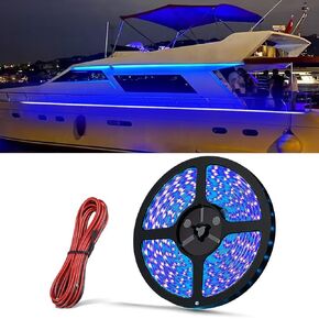 Marine Boat Led Strip Lights, 32.8FT Pontoon Strip Light, Interior and Exterior Waterproof 12V Night Fishing Night for Jon Boat, Kayak, Yacht, Cabin, 2PCS (Blue)