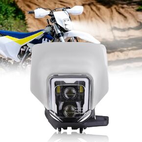 LED Dirt Bike Headlight Motocross Headlamp w/Bezel Fit for 2017-2023 Husqvarna FE 250 350 450 501 701, TE150 250i 300i, FC250 350 450, TX125 Enduro 701, DRL High Low Beam