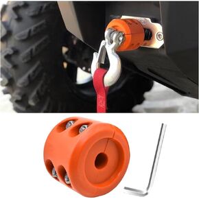 Car Rubber Winch Stopper for ATV UTV Truck, Cable Saver Hook Stopper Line for Synthetic Rope, Bump Shock Saver Dampener with Stainless Steel Screw and Nut, Quick Installation Tool (Black)