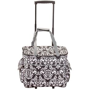 Sewing Accessories Rolling Sewing Machine Tote with 6 Storage Pockets - Damask,LARGE