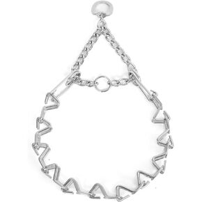 Stainless Steel Curved Prongs Dog Training Collar Adjustable Pet Pinch Collar for Dogs with The Swivel Ring 26in x 4.0mm (Neck Size up to 23in) XL