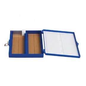 Heathrow Scientific HS15994A Premium Microscope Slide Box, 100-Place, Cork, ABS, Blue, 208mm Length, 175mm Width, 34mm Height
