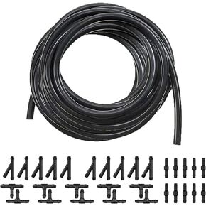 30 PCS Car Windshield Washer Kit, 13.1Ft Washer Hose + T-type Y-type I-type Connector Replacement, Connect Car Water Pump Nozzle Jet Set, Universal Repair Accessories for Most Cars (Black)