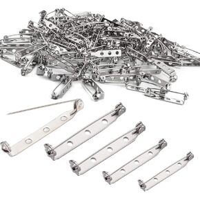 Brooch Pin Back 120pcs Bar Pin Back 4 Sizes Clasp Pin Back Brooch Pin Backs for Crafts Badge Name Tag DIY Jewelry Making & Craft