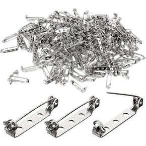 200 PCS Flat Bar Pins 1 Inch, Brooch Backs Safety Pin Backs with 3 Holes Silver Bar Pin Backs for DIY Crafts Jewelry Making Making Badge Insignia Backpacks