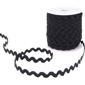 Rick Rack Trim 40 Yards Black Lace Ribbon Wave Bending Fringe Trim for Crafts Sewing, Gift Wrapping, Clothing Embellishment