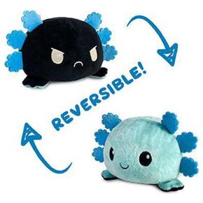 TeeTurtle - دمية Axolotl المحشوة الأصلية ذات الوجهين - رمادي + قوس قزح - حيوانات محشوة حسية لطيفة تظهر حالتك المزاجية