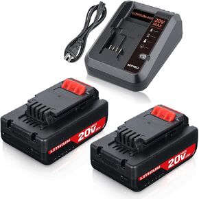 Replacement for Porter Cable 20V Battery and Charger Combo 2-Pack 3.0Ah PCC680L Batteries+PCC692L Charger Compatible with Porter-Cable 20V Lithium-Ion Tools Battery PCC685L PCC680L PCC681L PCC682L PCC