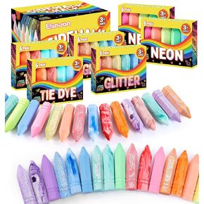 36 Pcs Washable Sidewalk Chalks for Kids, Jumbo Washable Sidewalk Chalk in 18 Colors, Bulk Colored Chalk for Outdoor Art Play, Painting, Chalkboard & Playground, Gifts for Toddlers Boys Girls