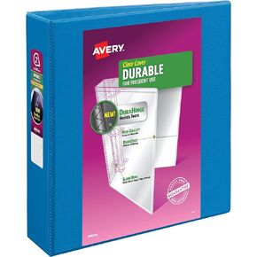 Avery(R) Durable View 3 Ring Binder, 2 Inch Slant Rings, 1 Pool Blue Binder (17837)