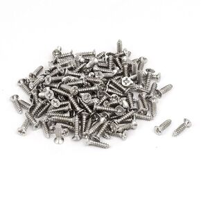 uxcell® M3 x 12mm Phillips Flat Head Self Tapping Screws Silver Tone 200pcs