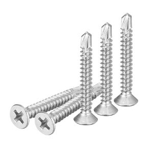 50Pcs ST5.5x50mm Self Drilling Screws, 410 Stainless Steel Flat Head Phillips Sheet Metal Screw - Good for Wood to Metal, Furniture - Silver