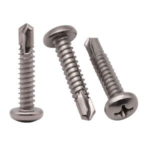 #14 x 1-1/4" (50 pcs) Pan Head Self Drilling Screws, Phillips Drive Self Tapping Screws, Sheet Metal Screws, 410 Stainless Steel, Full Thread with Drilling Point, No Pre-drilled Needs