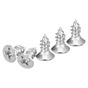 100Pcs M3.5x12mm Flat Head Wood Screws, 304 Stainless Steel Phillips Self Tapping Screws - Good for Woodworking, Furniture - Silver