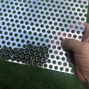 Perforated Metal Sheets 19 Gauge 16"x12" Expanded Metal Mesh Opening 1/3" 0.32inch (About 8mm) Perforated Stainless Steel Sheet 304 Stainless Steel Mesh Screen Metal Screen Panel Decorative